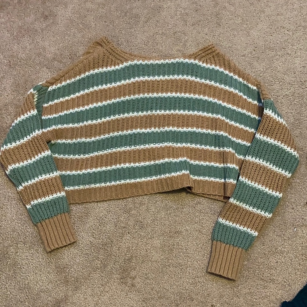 green and orange cropped sweater